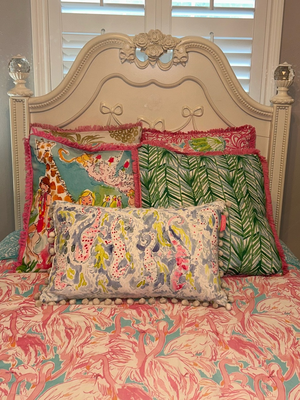 Lilly Pulitzer seahorse-patterned decorative reversible lumbar pillow 20x12